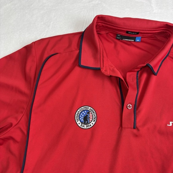 J. Lindberg Veteran Golfers Association Red Polo Collared Shirt Men's‎ XL * - Picture 3 of 9